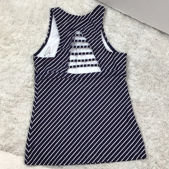 Athleta navy/white striped athletic top XS - Picture 2 of 8